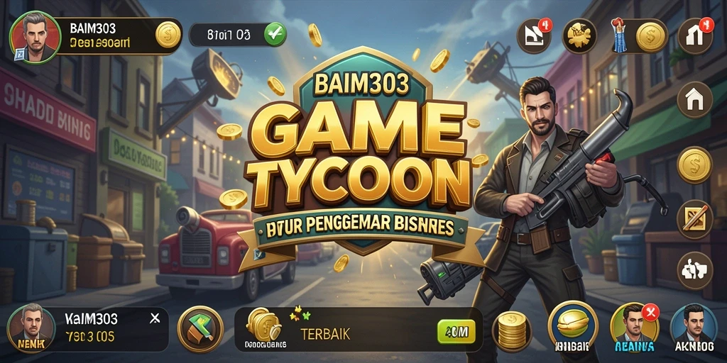 Tampilan gameplay mendalam BAIM303 dalam simulasi bisnis Tycoon.