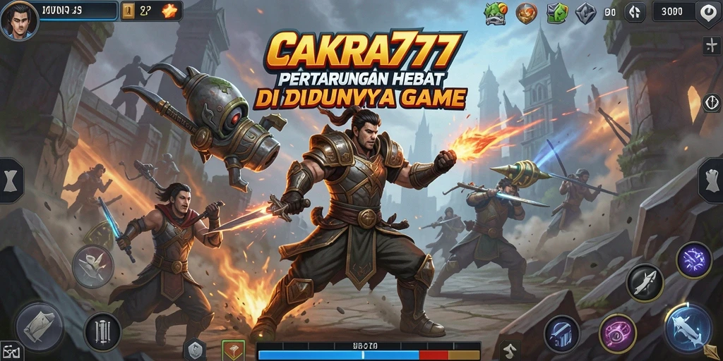 Screenshot gameplay CAKRA777 menunjukkan aksi pertarungan yang menegangkan.