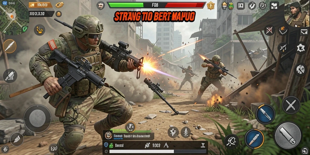 Tampilan gameplay menegangkan di F08 dengan strategi bertempur yang mendalam.