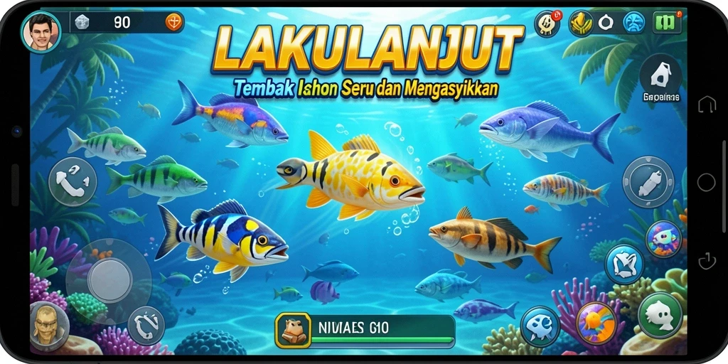 Tampilan gameplay menembak ikan yang seru dan interaktif di LAKULANJUT.