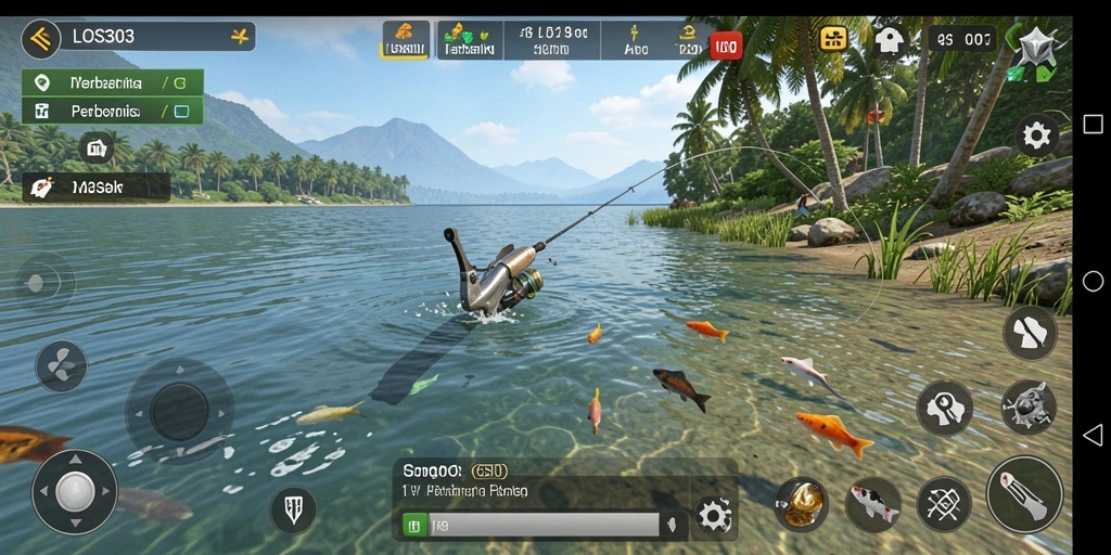 Screenshot gameplay LOS303 menampilkan aksi memancing yang mendebarkan.
