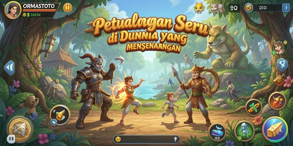 Gameplay ORMASTOTO menampilkan aksi seru dan eksplorasi yang mendebarkan.