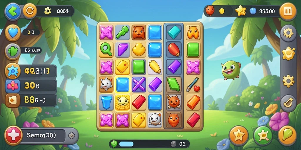 Screenshot utama QQRP menampilkan aksi gameplay seru dalam mode match-3.