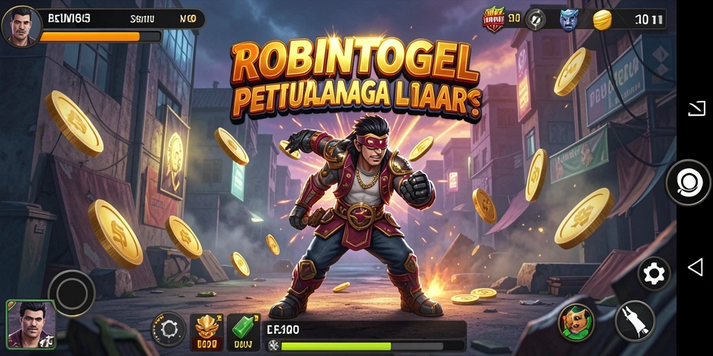 Tampilan gameplay ROBINTOGEL yang penuh aksi dan petualangan.