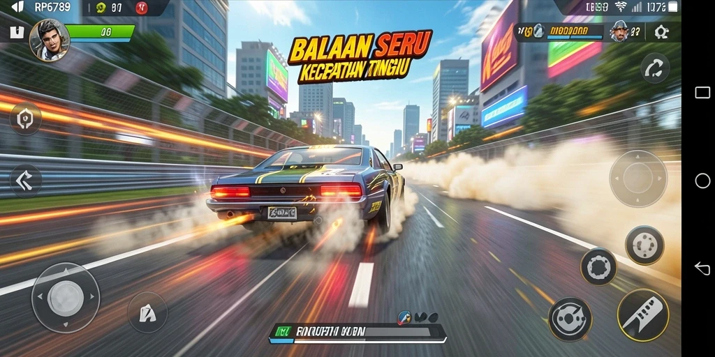 Screenshot menampilkan aksi balapan cepat di RP6789 dengan grafik yang memukau.