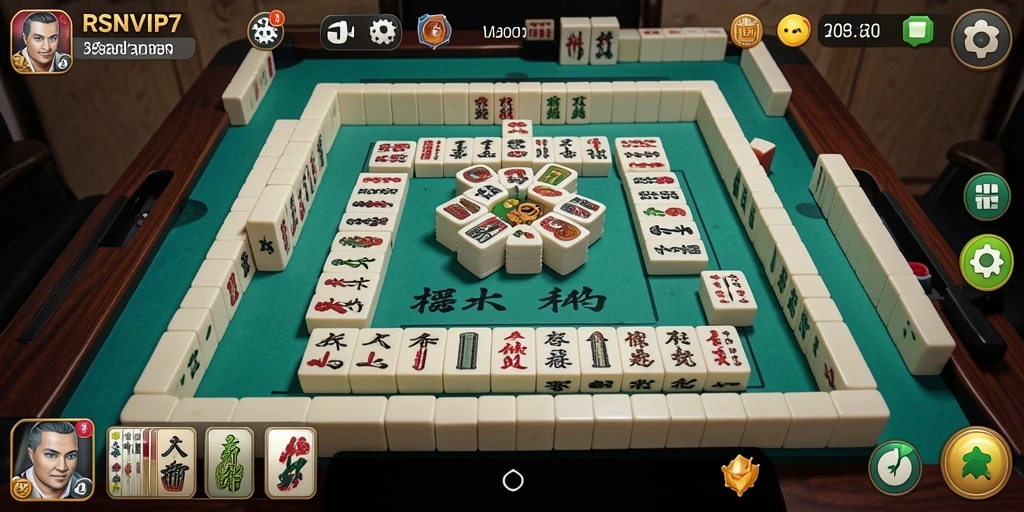Screenshot RSNVIP7 menampilkan gameplay Mahjong yang seru.