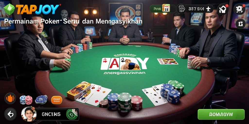 Tampilan menarik dari gameplay TAPJOY saat bermain Poker.
