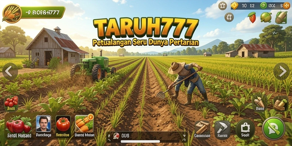 Tampilan gameplay menarik TARUH777 dengan kegiatan bertani.